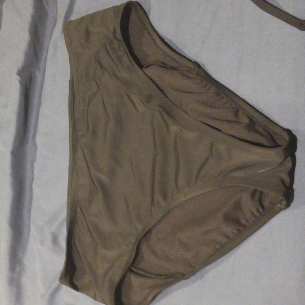 Black high-waisted swim bottoms